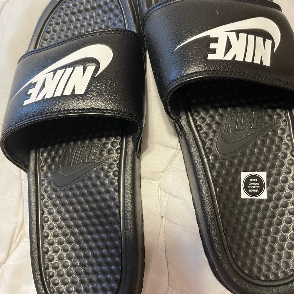 Nike Black and White Slide Sandals